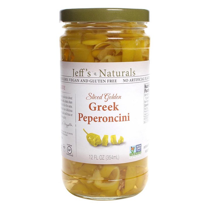 Jeff's Naturals 슬라이스드 골든 그릭 페퍼로치니, 354ml, 1개