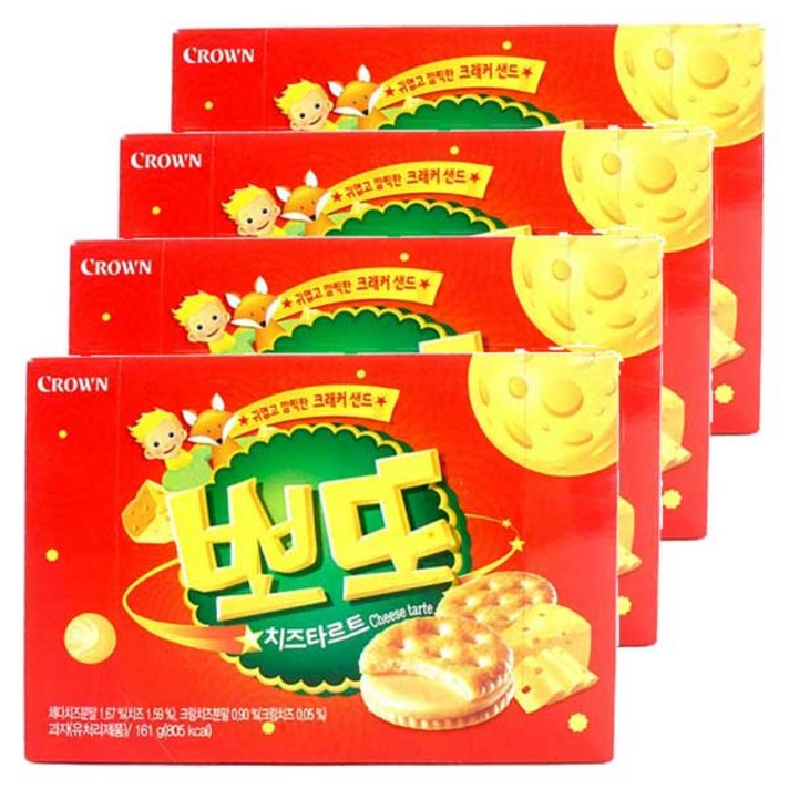크라운 뽀또 치즈타르트 크래커 샌드, 322g, 4개입