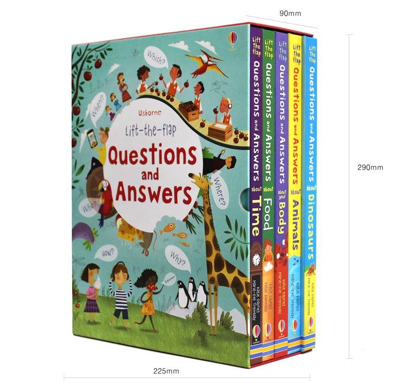 NEW) usborne Lift-the-flap Questions and Answers big Board book 5set