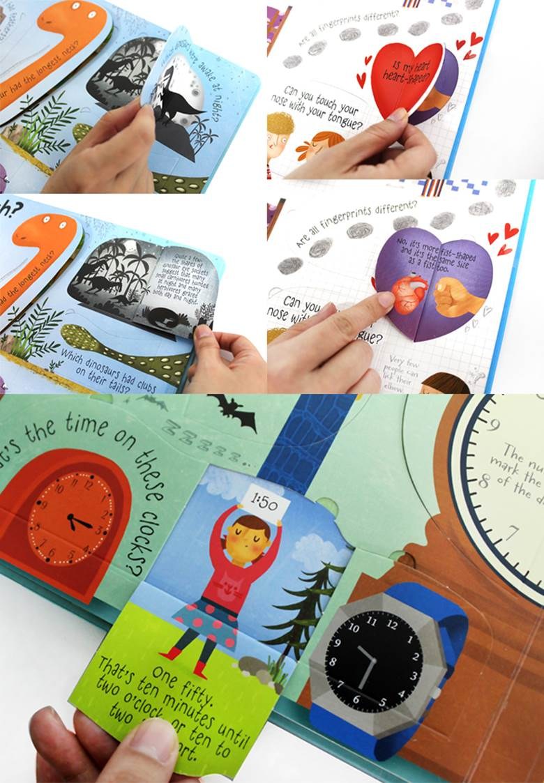 NEW) usborne Lift-the-flap Questions and Answers big Board book 5set