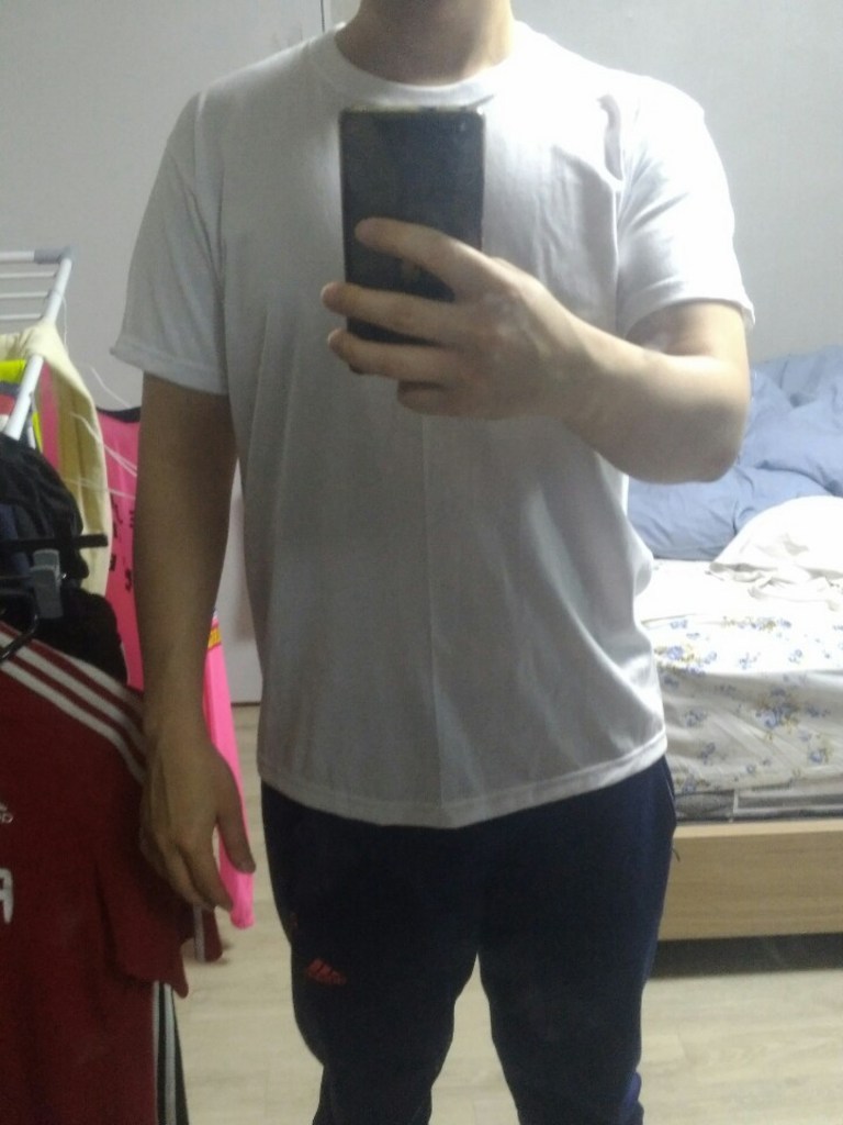 언룩 남성용 20수 라운드 무지 반팔 티셔츠