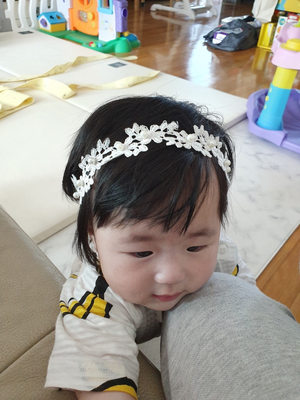 아랑로랑 마리 진주데이지 베이비 헤어밴드