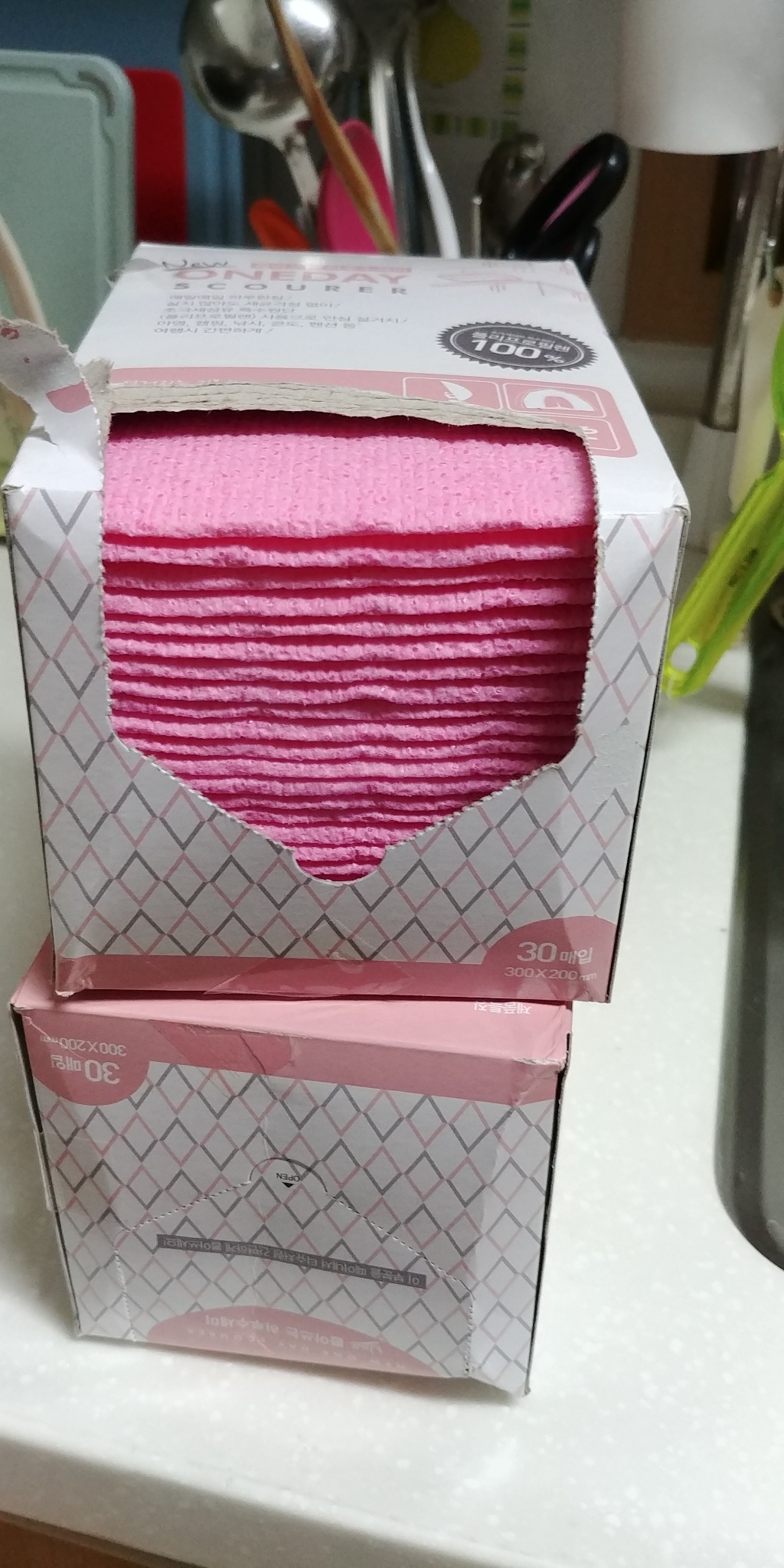 크로바몰 New 뽑아쓰는 하루 위생수세미 핑크