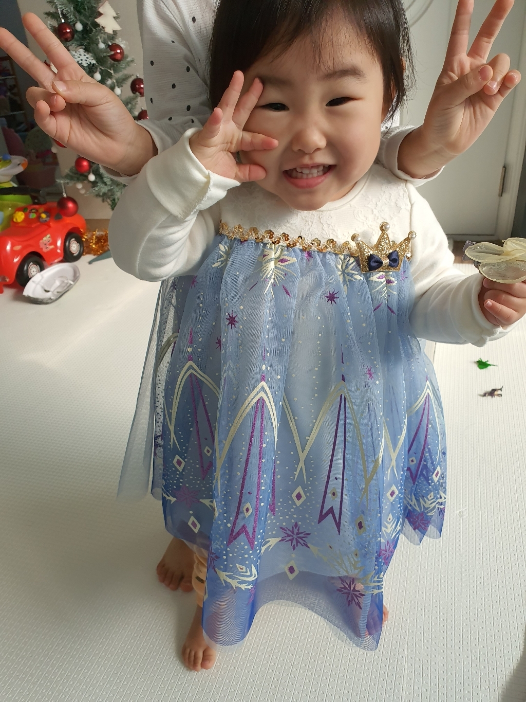 우주아이 여아용 얼음공주 피치도톰 원피스