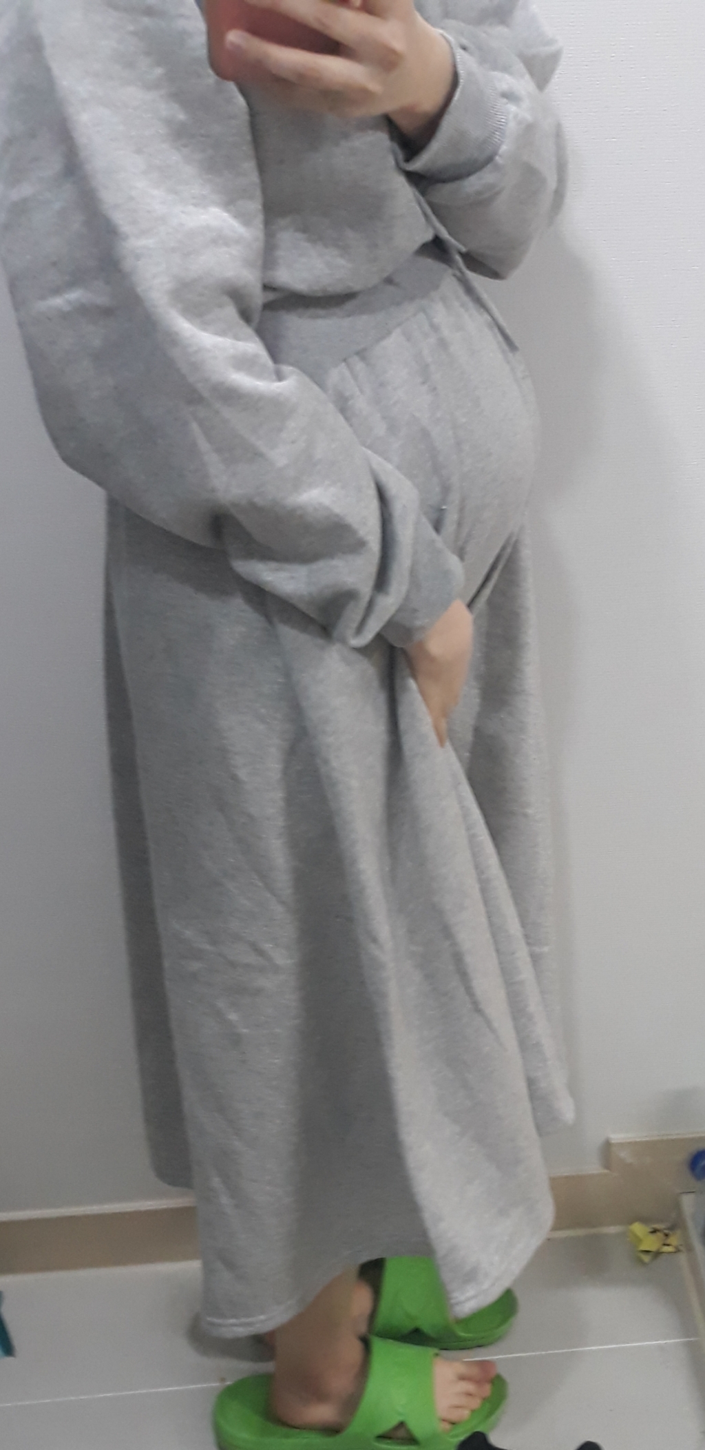 봉봉스토리 리아나그랑후드 기모 임산부 원피스