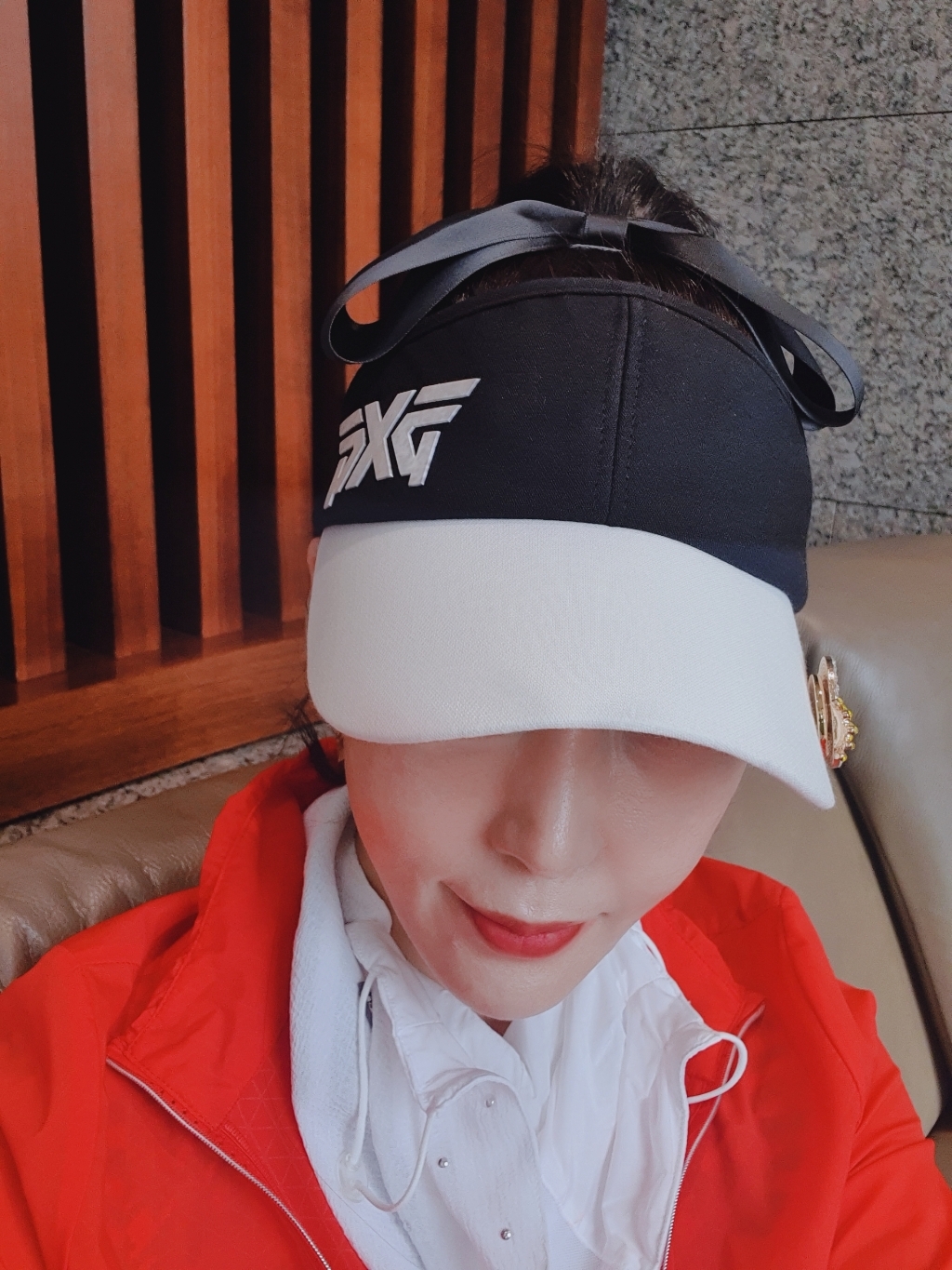 블랙 더블 골프 왕리본핀