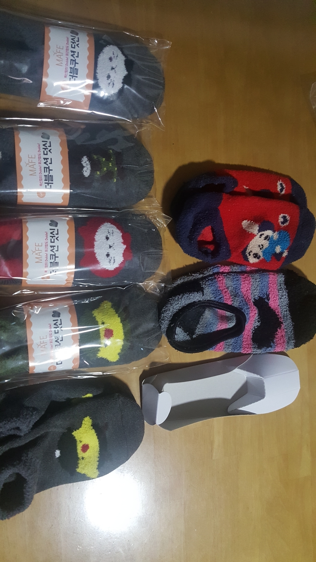 메이프 더블쿠션 두꺼운 기모 덧신 버선 양말 5set