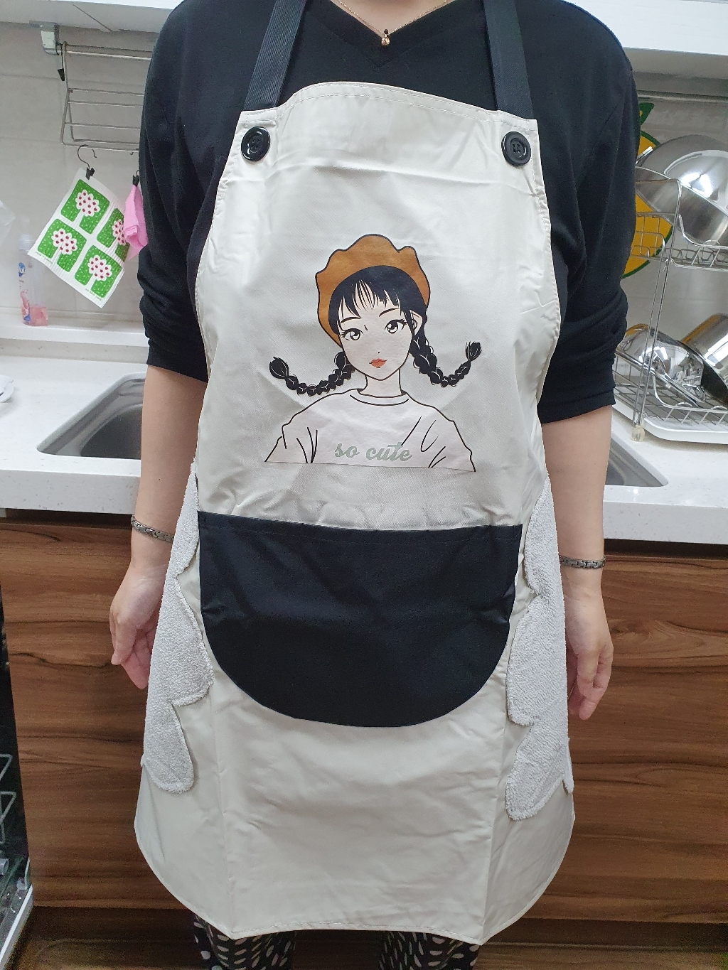 So Cute 방수앞치마 커플앞치마 4종 컬러 팔토시 증정