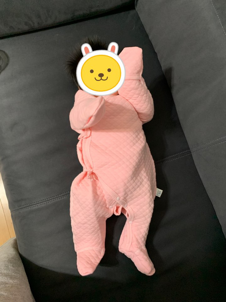베베니즈 컬러 배냇 누빔 유발 우주복