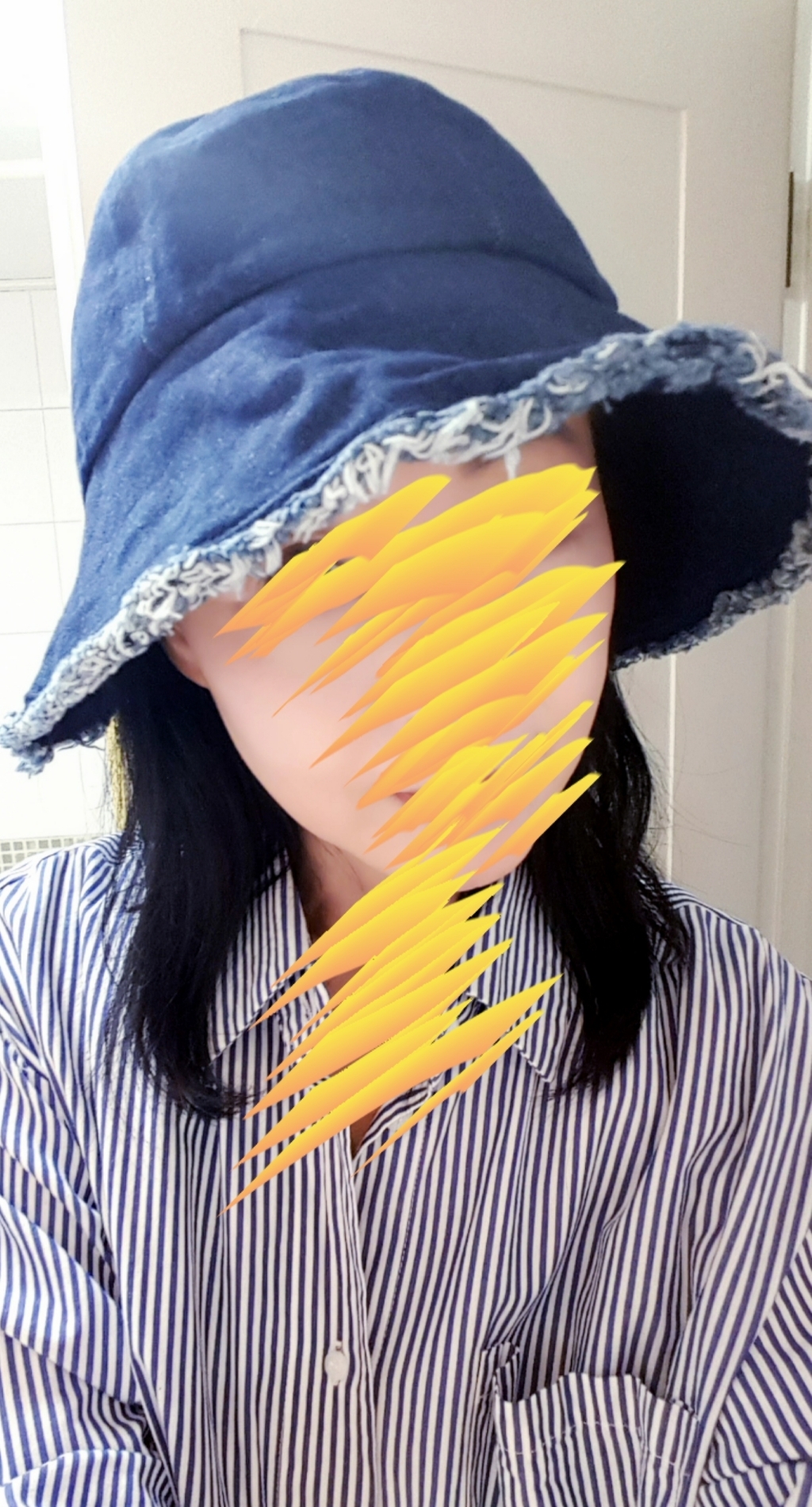 이코마켓 데님 청 국산 봄 여름 여성모자 자외선차단 챙모자 코튼 벨크로 벙거지모자 보넷 여자 버킷햇