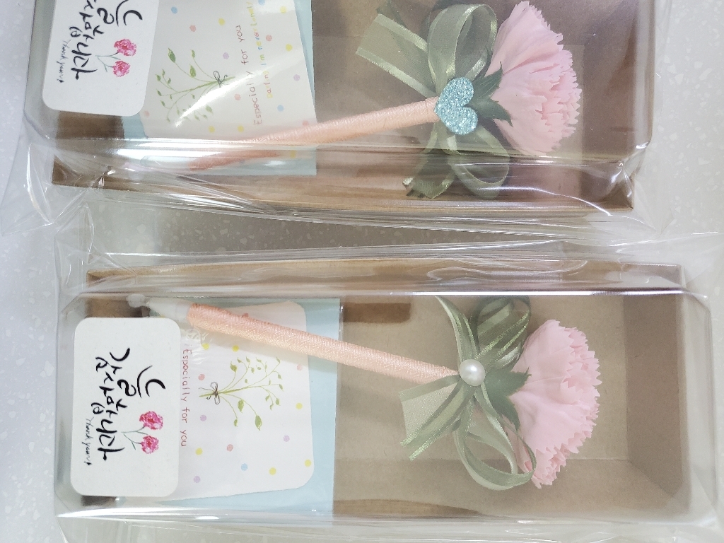 핑크캔디 카네이션 비누꽃볼펜