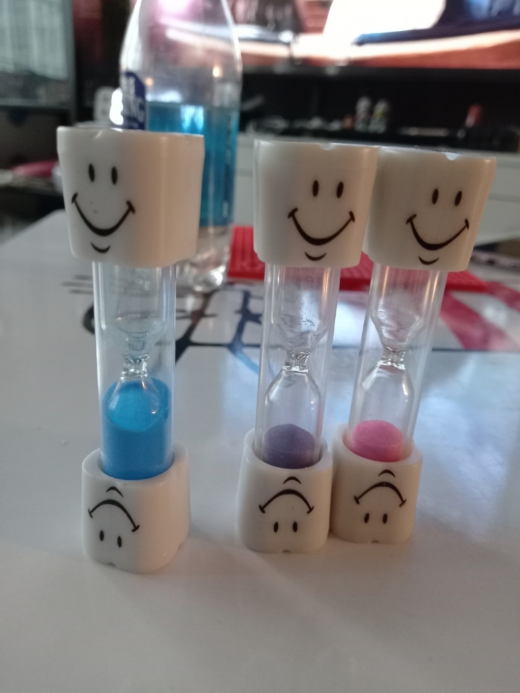 3개 타이머 3분 양치 모래시계 인테리어 소품 주방 알람 스톱워치 운동타임 유아 칫솔 치아 학습 물시계