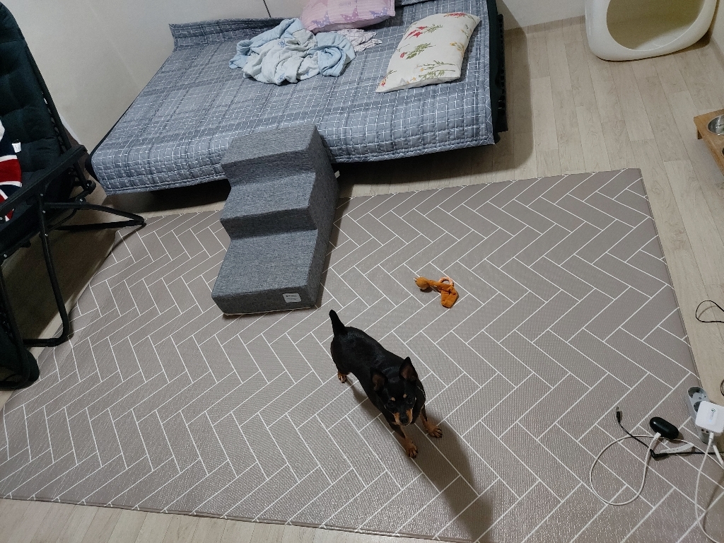 코멧 미끄럼방지 애견매트 러그타입 라이트브라운 헤링본