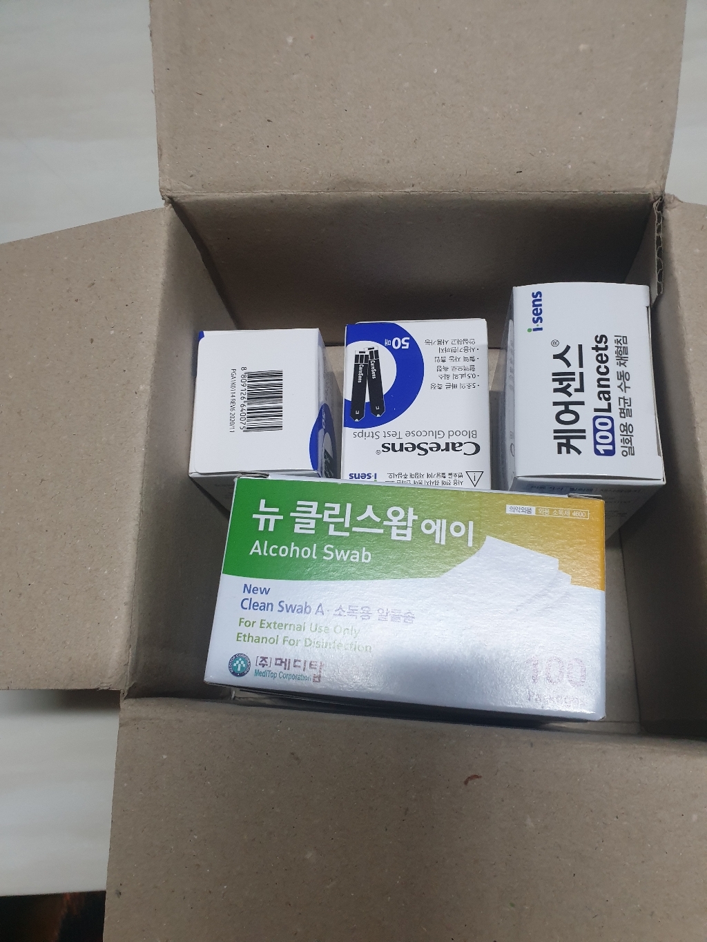 [아이센스] 케어센스2 혈당시험지 100매+침100개+솜100개, 케어센스2혈당 시험지 100매 +침100매+솜100매, 1개, 1세트