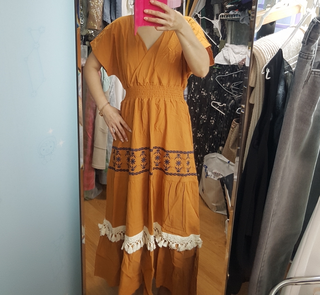 헤링본 롱 여름 비치원피스 에스닉 데일리 휴양지룩 바캉스 비치웨어 HC452