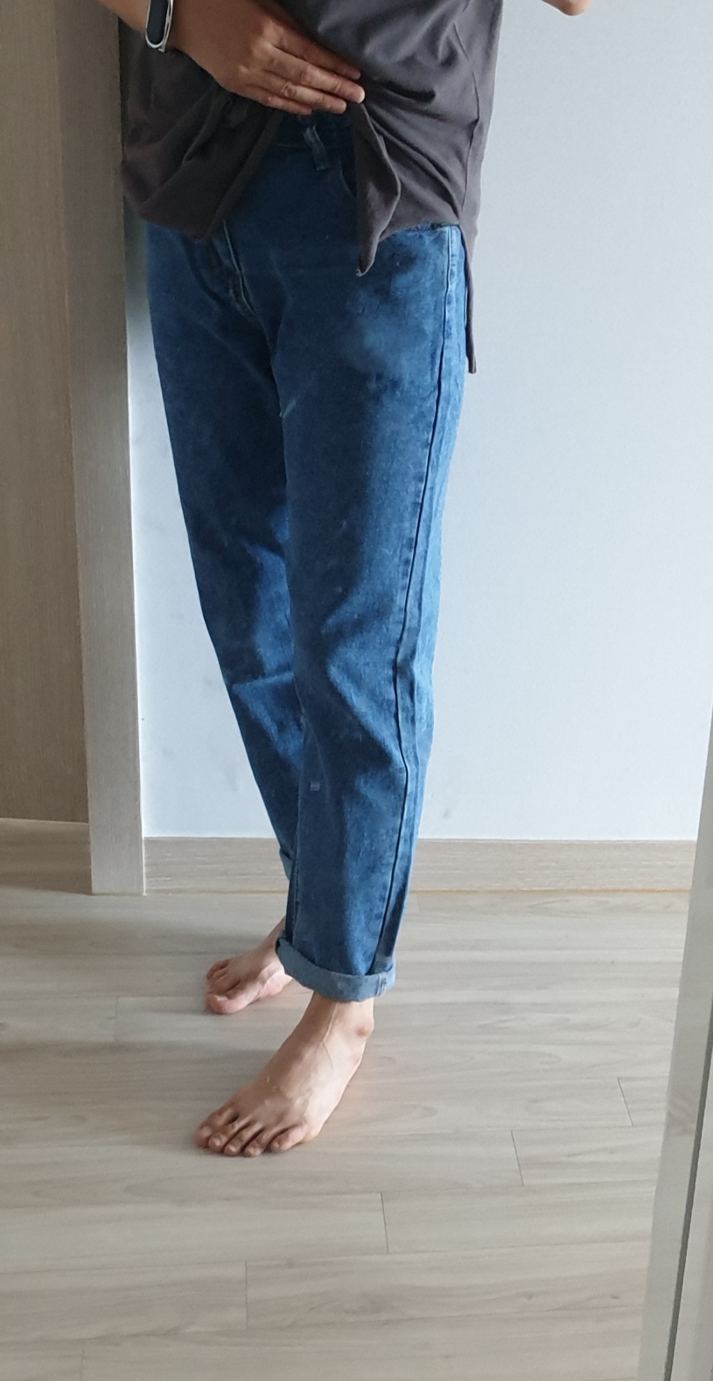 [빠른배송] 메리바움 106213 하이드 밴딩 일자핏 데님 팬츠 리뷰후기