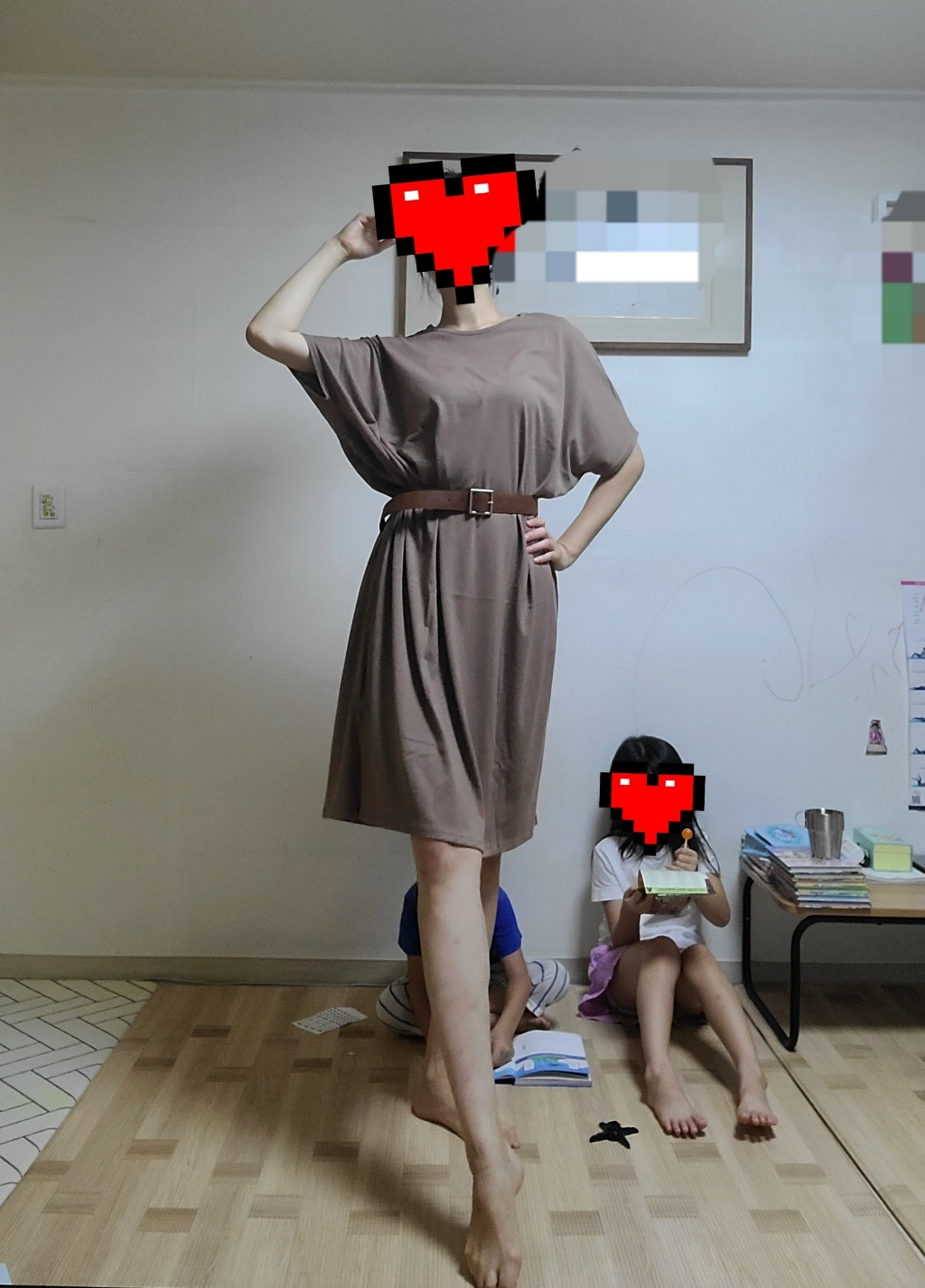 러브포텐 가오리 핏 반팔 롱원피스