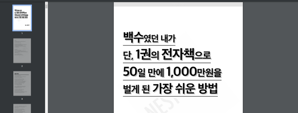 둥지 매뉴얼 단 1권의 전자책으로 부업 만들기 리뷰후기