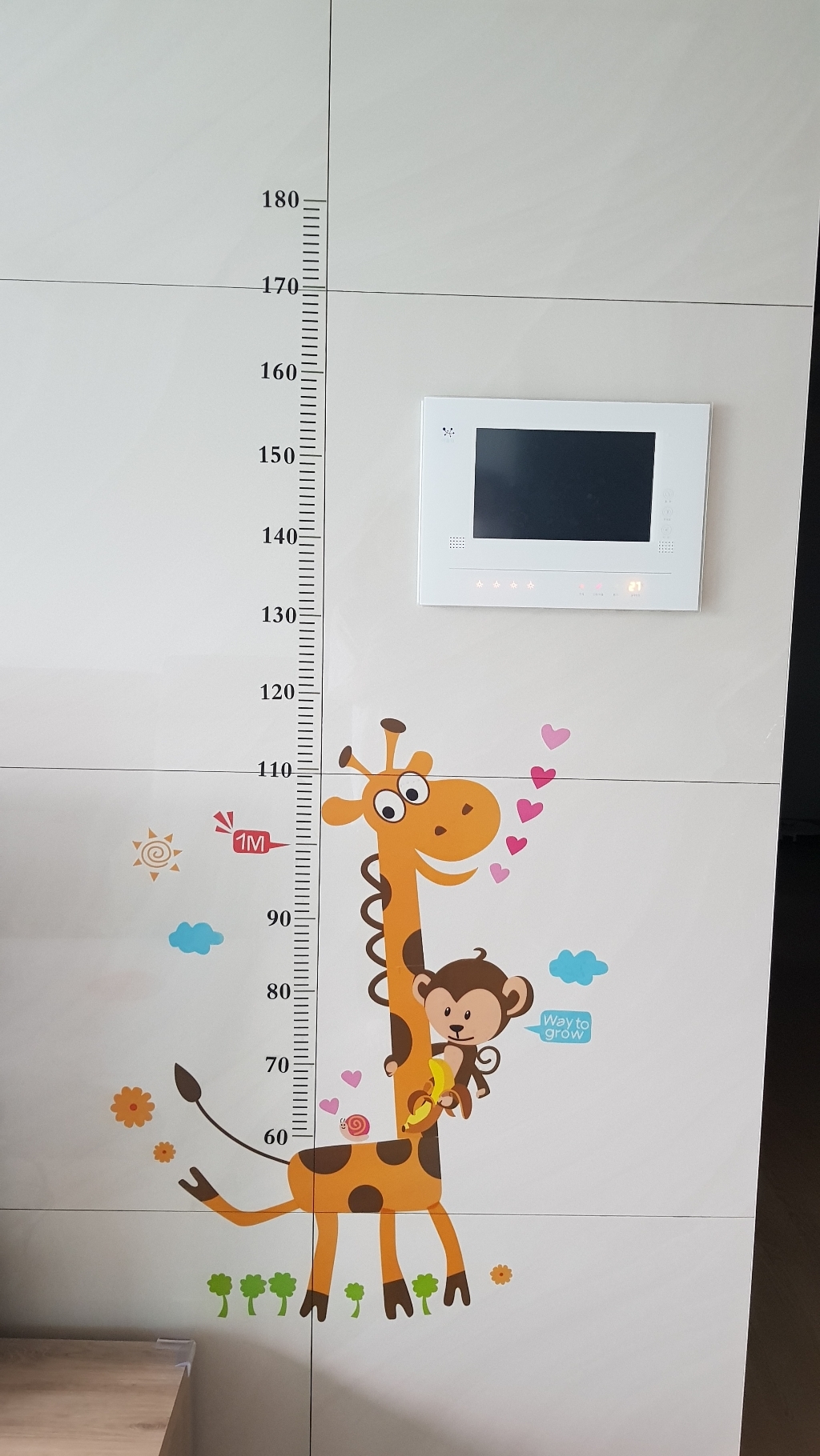 기린 꿀꿀이 나무 어린이 아이 키재기 벽 스티커 180