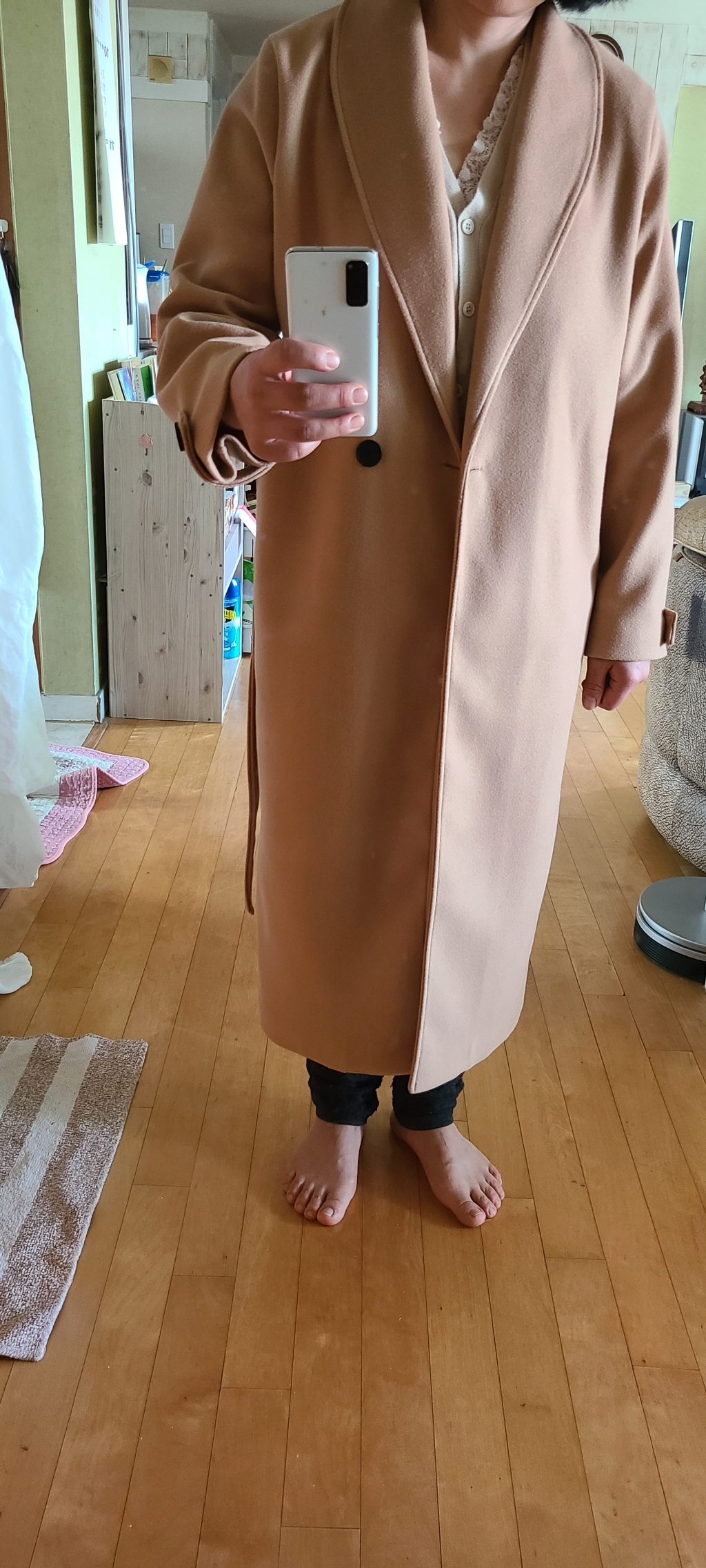 타니즈 코론 싱글버튼 벨트 여성 롱코트