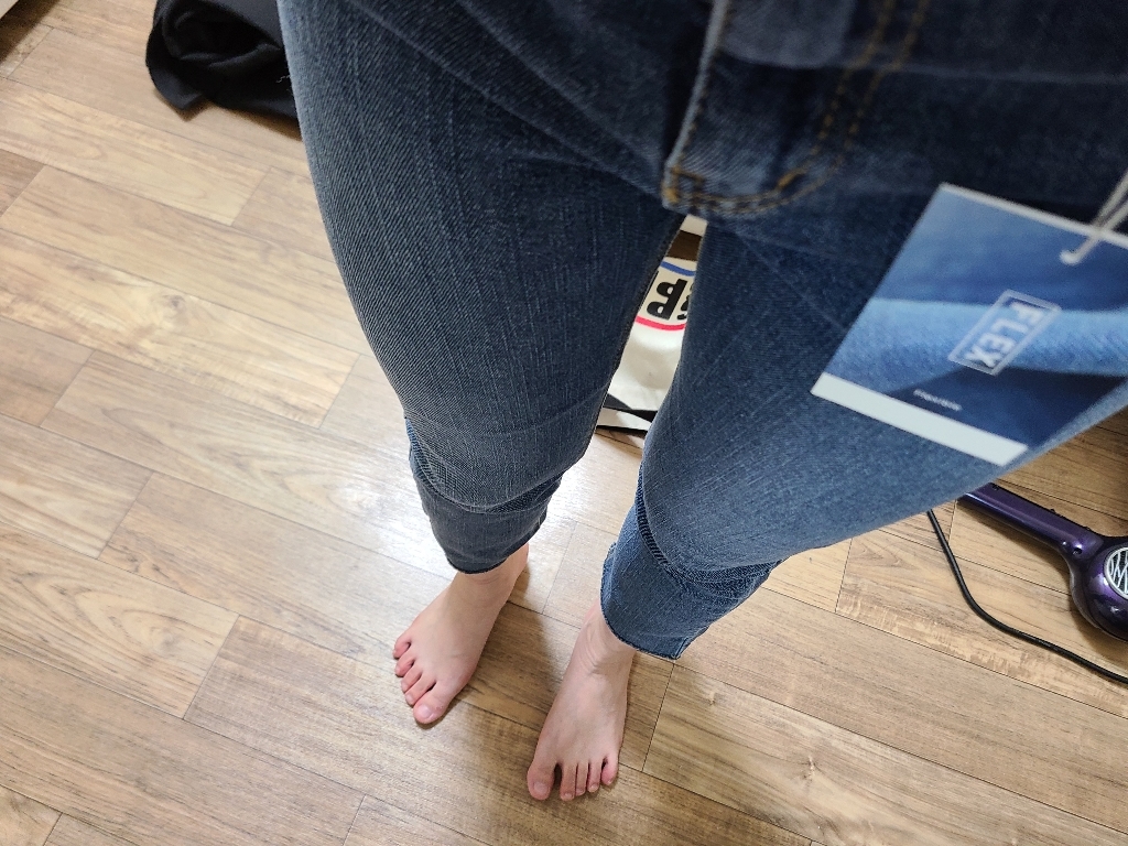에이와비 여성용 예쁘진 리얼 데님 일자 팬츠 ver 시크릿밴딩