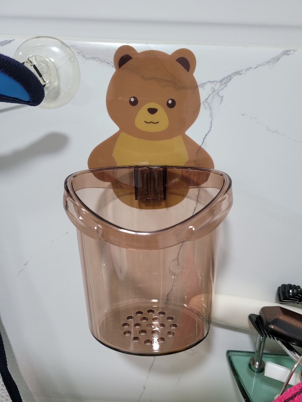 홈바내쓰 주방 욕실 곰돌이 칫솔꽂이 치약꽂이 물빠짐 수납함
