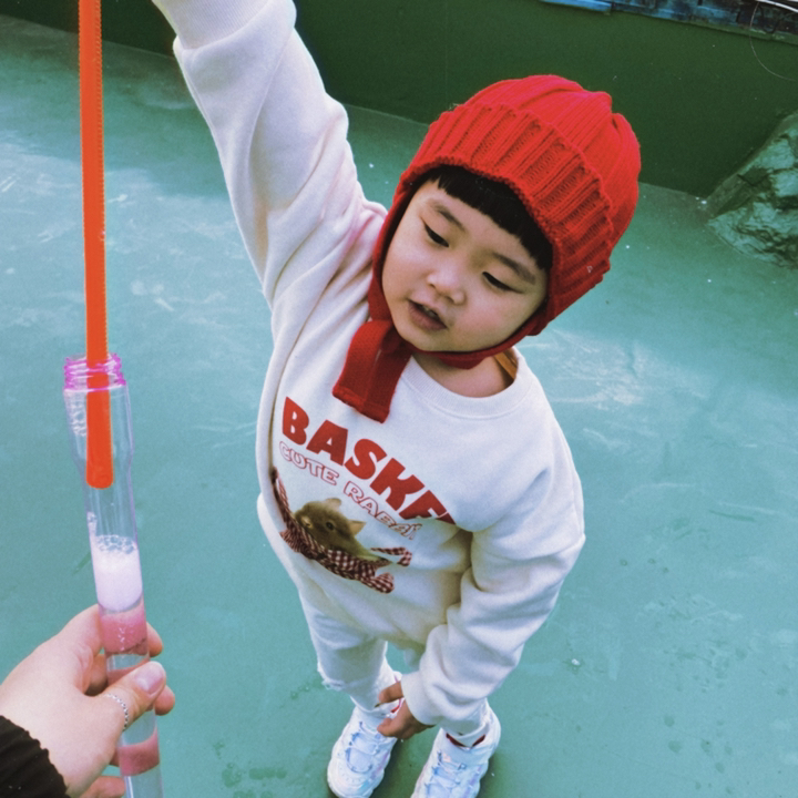 우주아이 아동용 골지 귀달이 모자