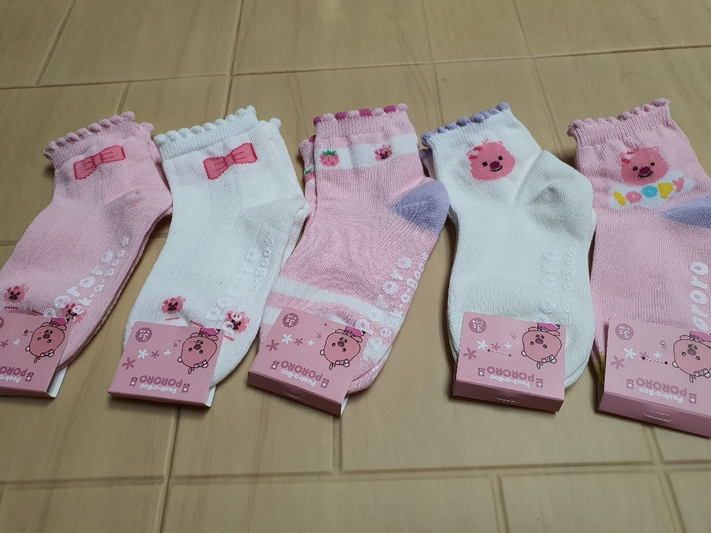 뽀로로 루피 단목 양말 5족세트 어린이 국산 여아 면양말