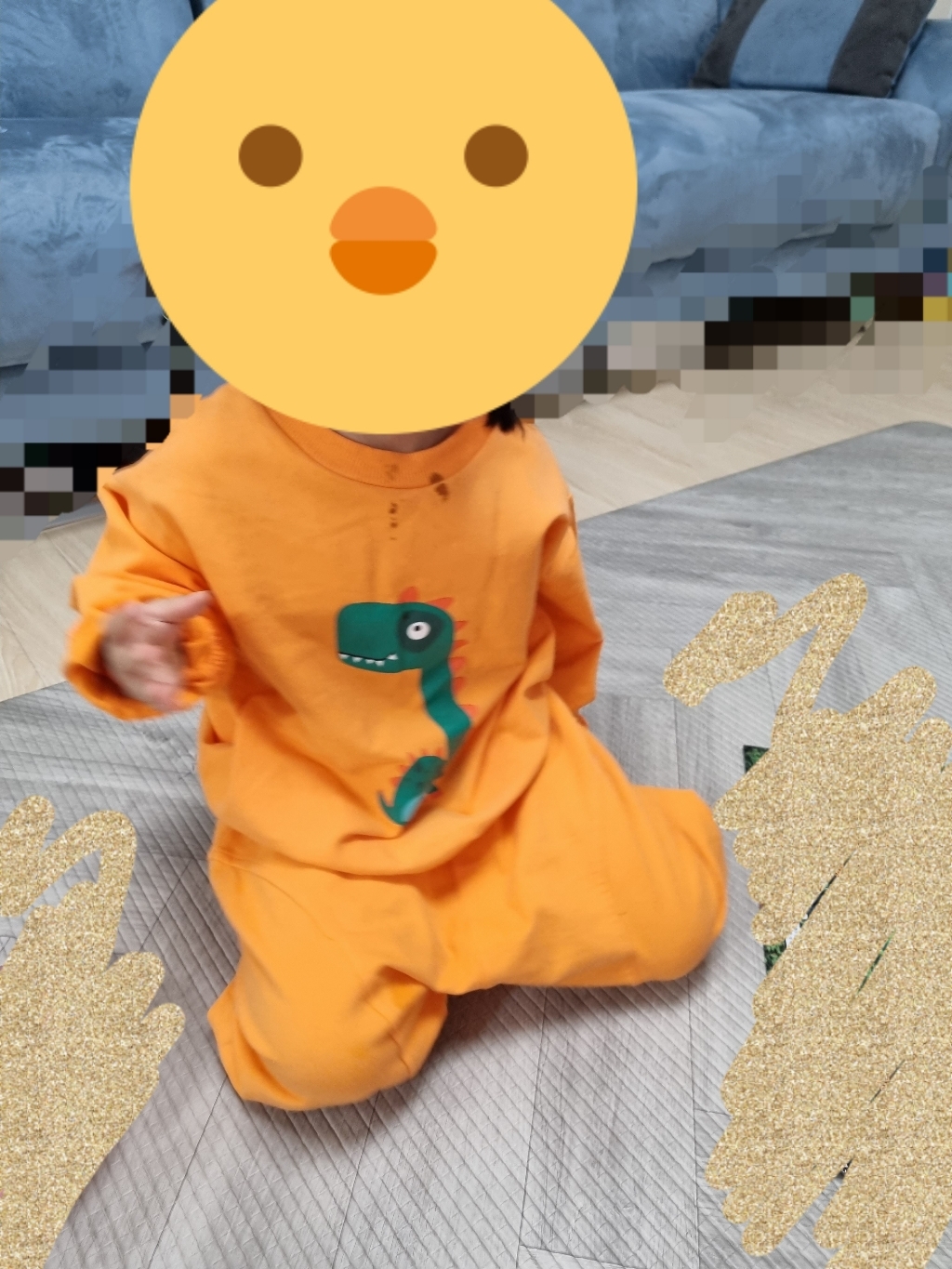 조이멀티 아동용 초록공룡 배기바지 상하세트