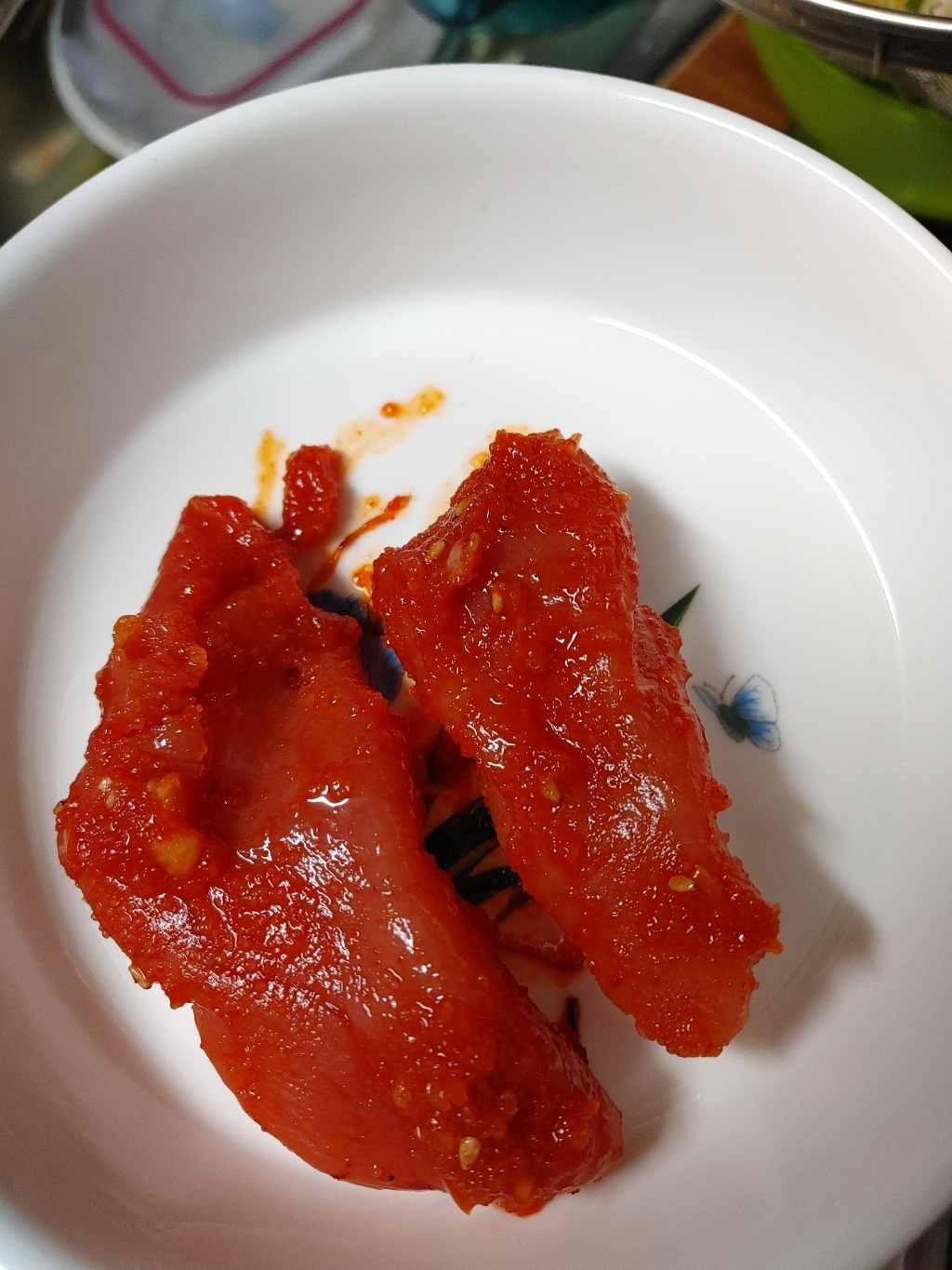 입술 명란젓갈