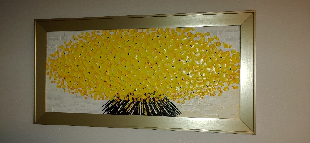 이나코리아 황금 꽃그림 유화 골드액자