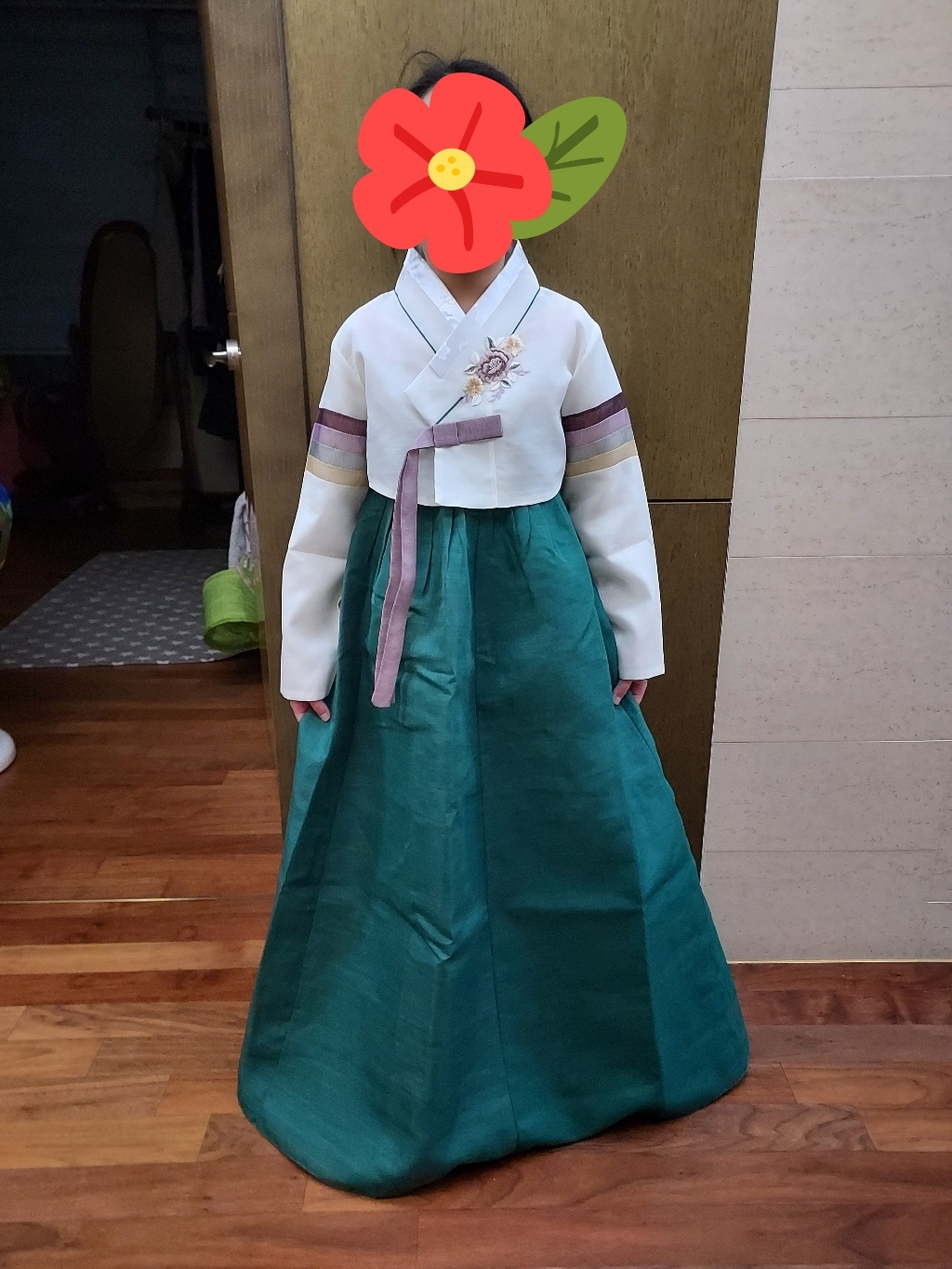 더예한복 여아용 청록라희 한복세트