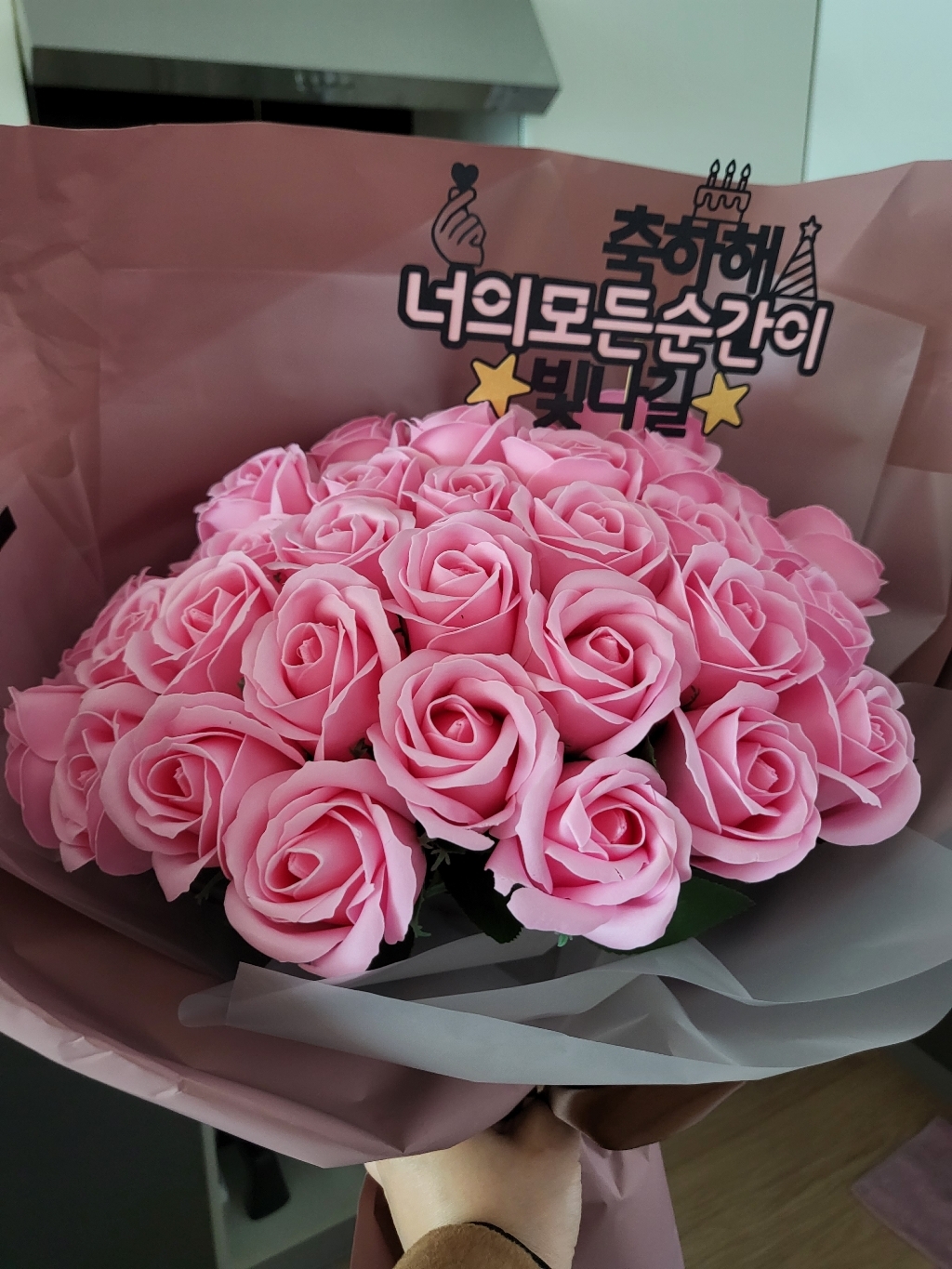 이플린 50송이 장미 비누꽃 대형꽃다발