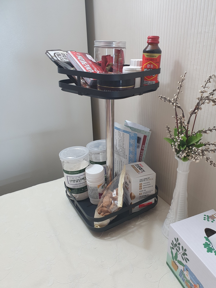 영양제보관함 정리함 수납함 식탁정리함 회전트레이 주방 양념통 정리대 2세대형 북유럽스타일 탄소강소재