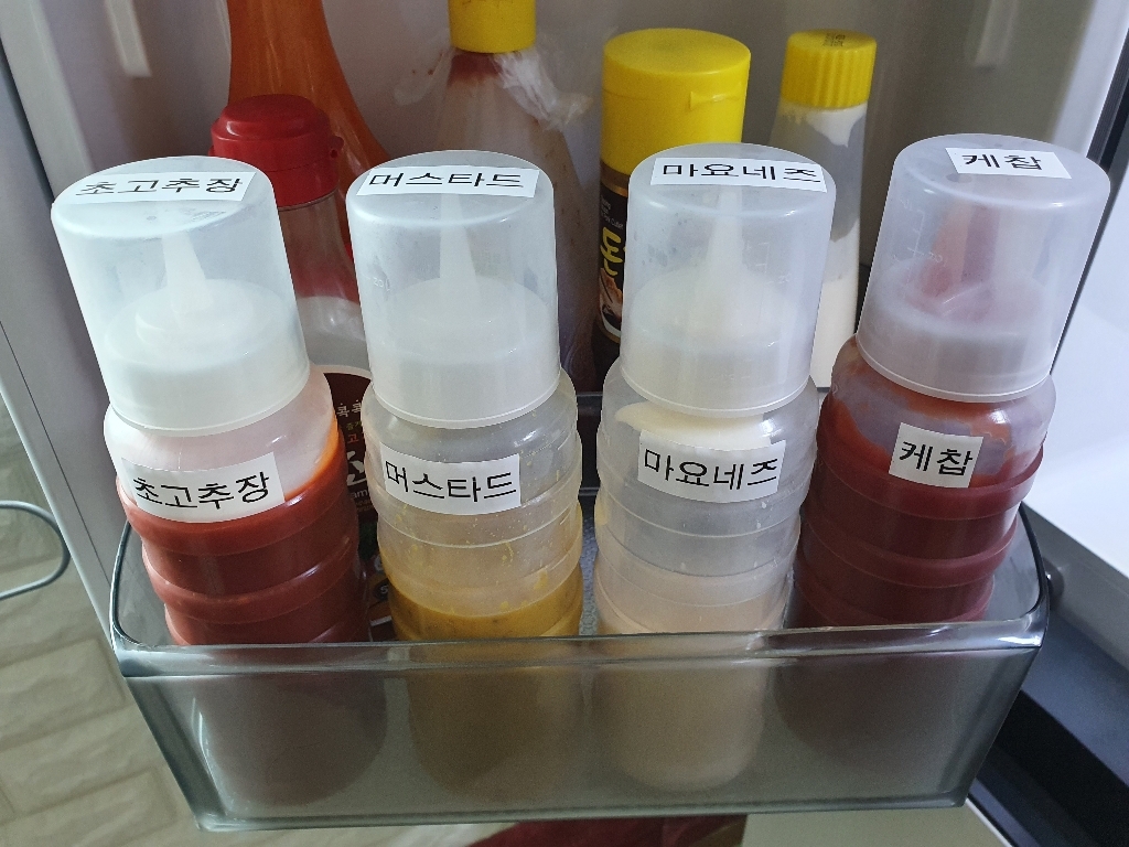 뚜껑소스통 참기름 간장 시럽 오일 양념병 드레싱소스 마요네즈통 1구 3구