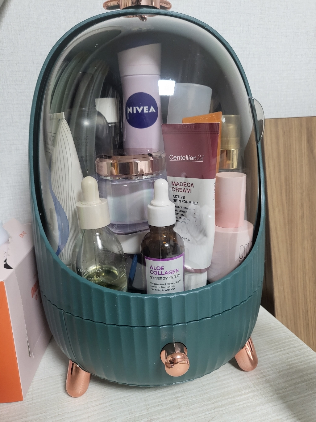 블루버킷 디자인 화장품 정리함 그린