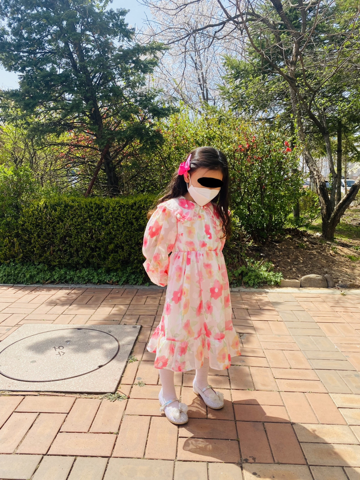 뽀뽀뽀 아동복 여아 동백꽃 쉬폰 원피스 아기 아가 키즈 아동 봄 핑크 가을 옷 등원룩 등원복 자매룩