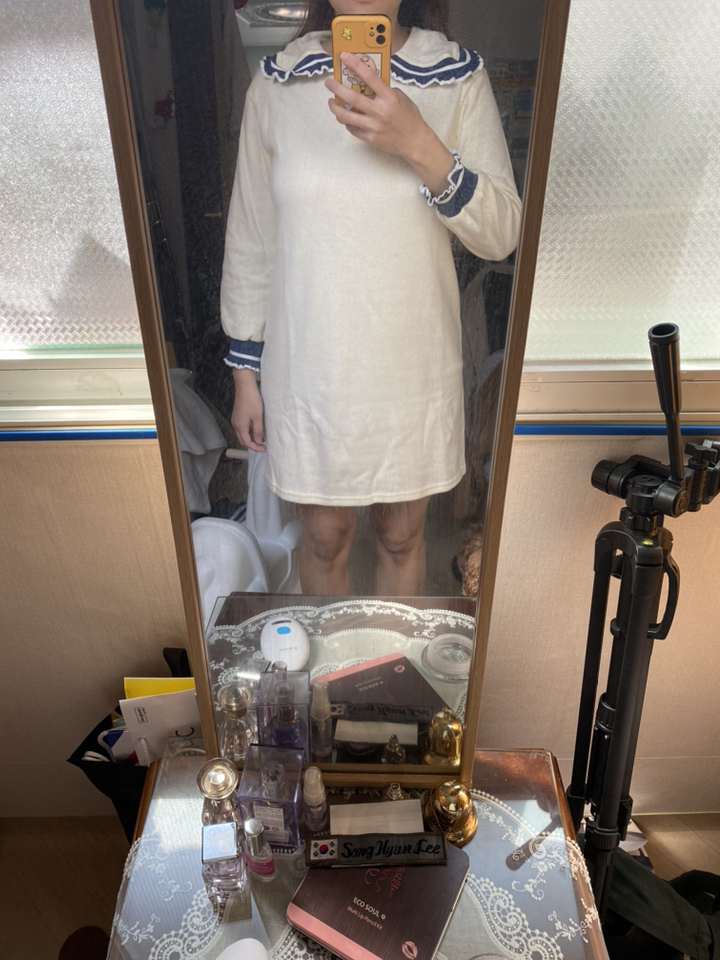 마켓A 밴딩 프릴 하프 버튼 임산부 원피스