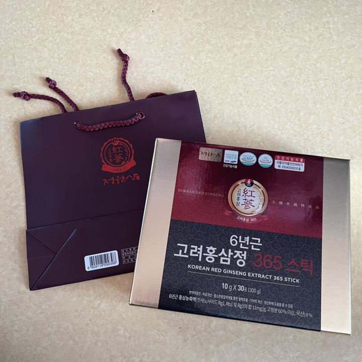 정원삼 6년근 고려홍삼정 365 스틱 30포 쇼핑백