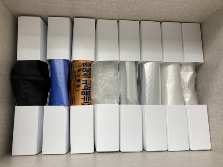 위주 비닐봉투 정리함 소 벨크로 스티커 화이트