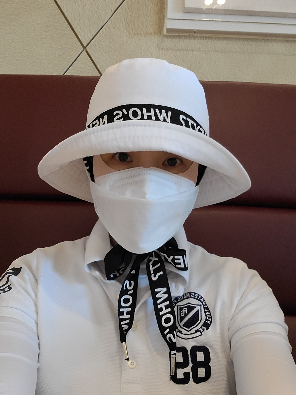 여성 레터링 스트랩 골프 버킷햇 벙거지 모자