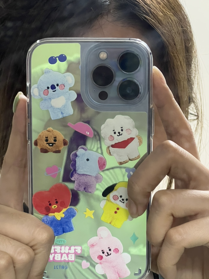 아이컬러즈 BT21 플러피 패턴 홀로그램 휴대폰 케이스