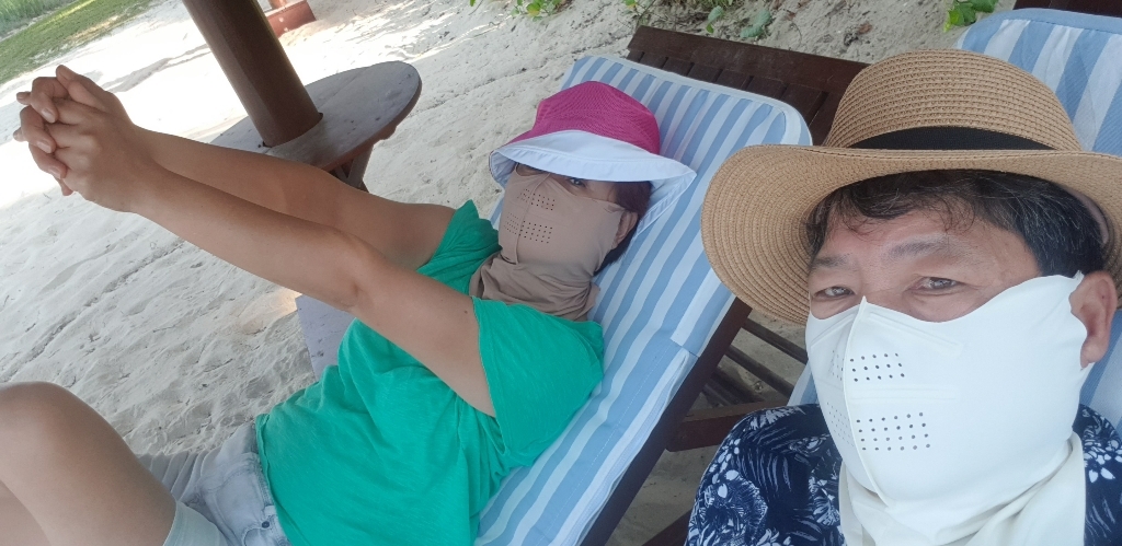 [피부과 개발] 모델로 골프마스크 자외선차단 여성 자전거 등산 마스크