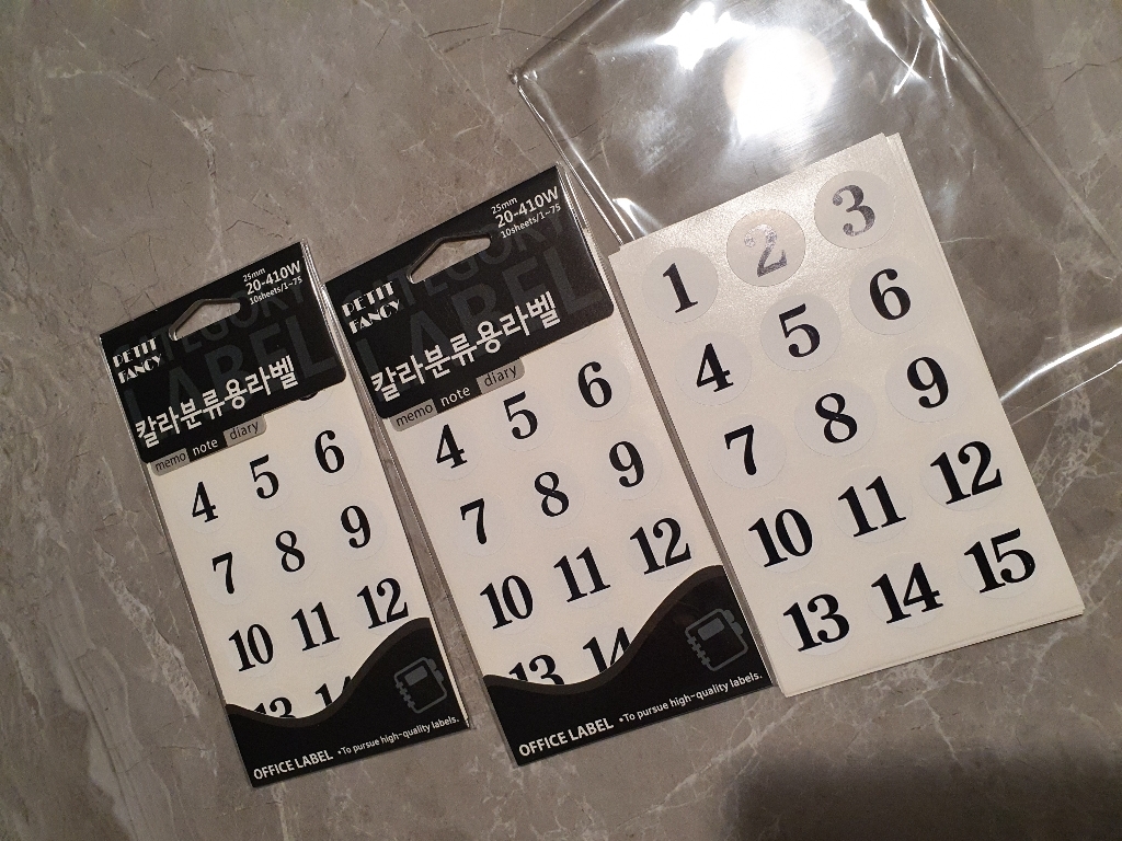 쁘띠팬시 칼라분류용라벨 숫자 175 견출지 20-410W