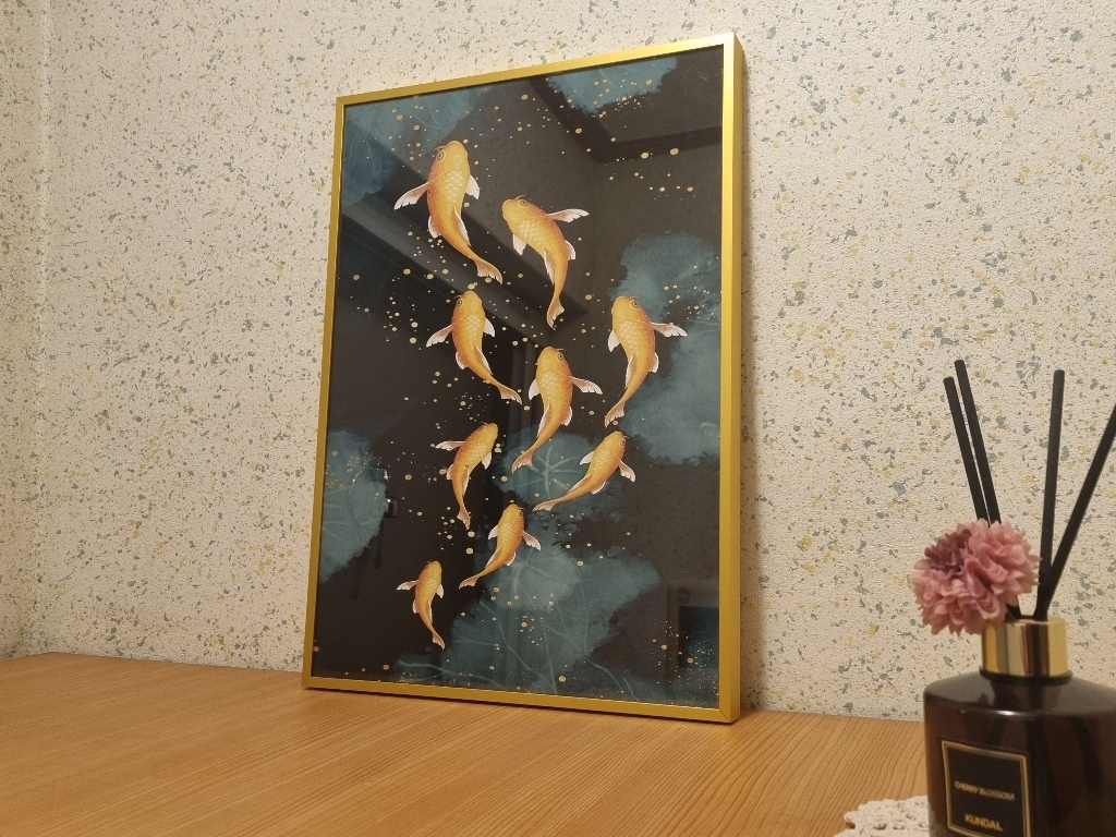 아트블루 돈 들어오는 구어도 황금 잉어 물고기 그림 액자