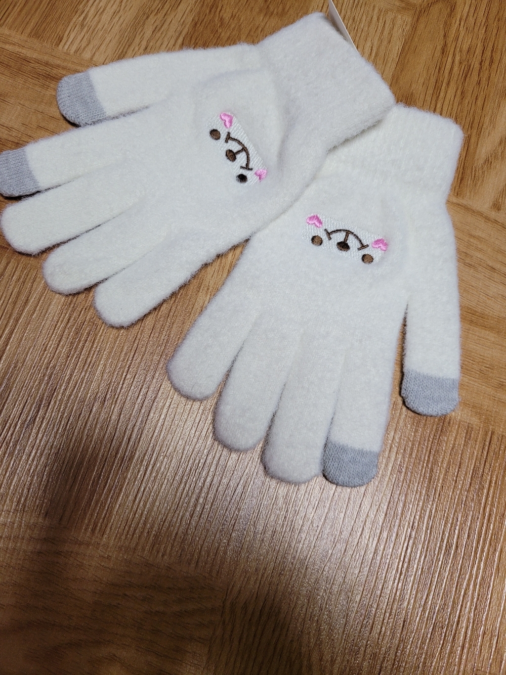 스마일 스마트폰 터치 겨울 방한 털 장갑 여성 선물
