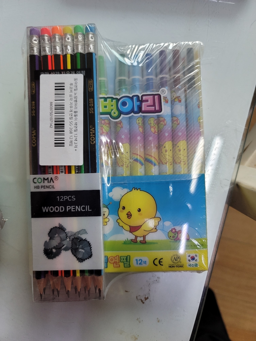 동아 노랑병아리 돌돌이 색연필 12색 투코비 삼각 지우개 연필 S-208 6종 리뷰 후기