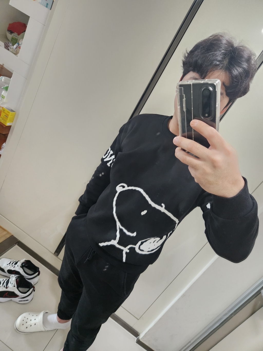 피너츠 오버핏 기모맨투맨 조거팬츠 기모트레이닝복 빅스누피업