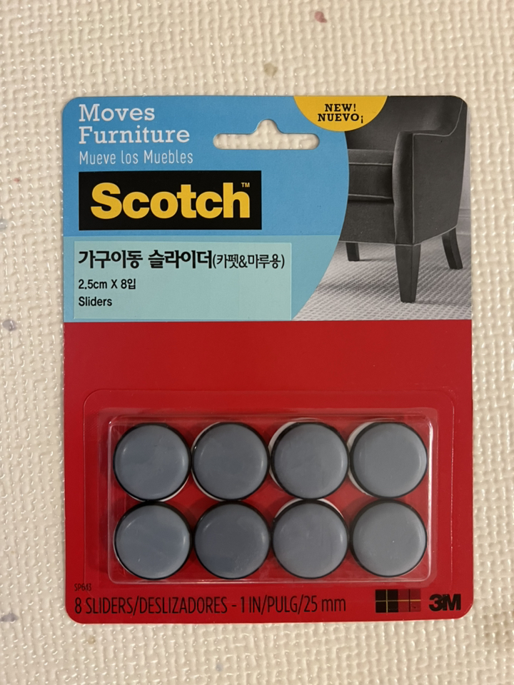 스카치 가구이동슬라이더 카펫과마루용8입 S643/가구이동슬라이더/슬라이더/스크래치방지패드/장판보용패드