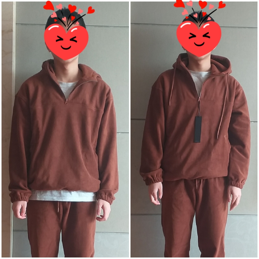 후드후리스 커플 트레이닝복 남자 트레이닝 복 오버핏 아노락 플리스 양털 보아털